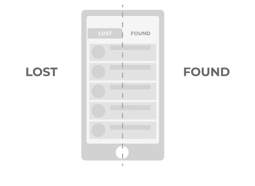 The entire app is divided into two sections — Lost and Found