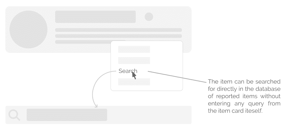 Items reported by you can be searched directly from the item card itself